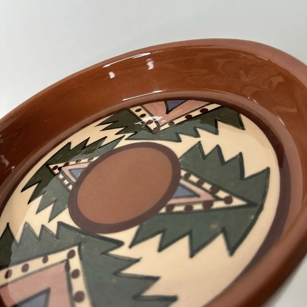 Southwest Style Glazed Pottery Skillet Studio Art Signed Folk Art Decor Handmade